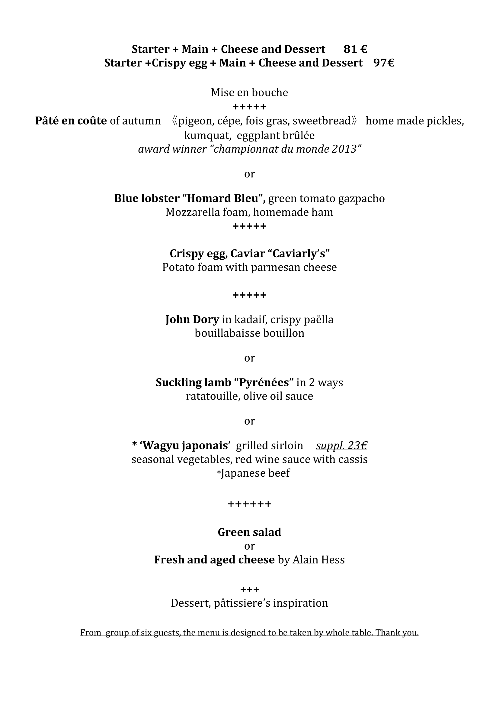 Menu & Carte (English) Restaurant le Benaton