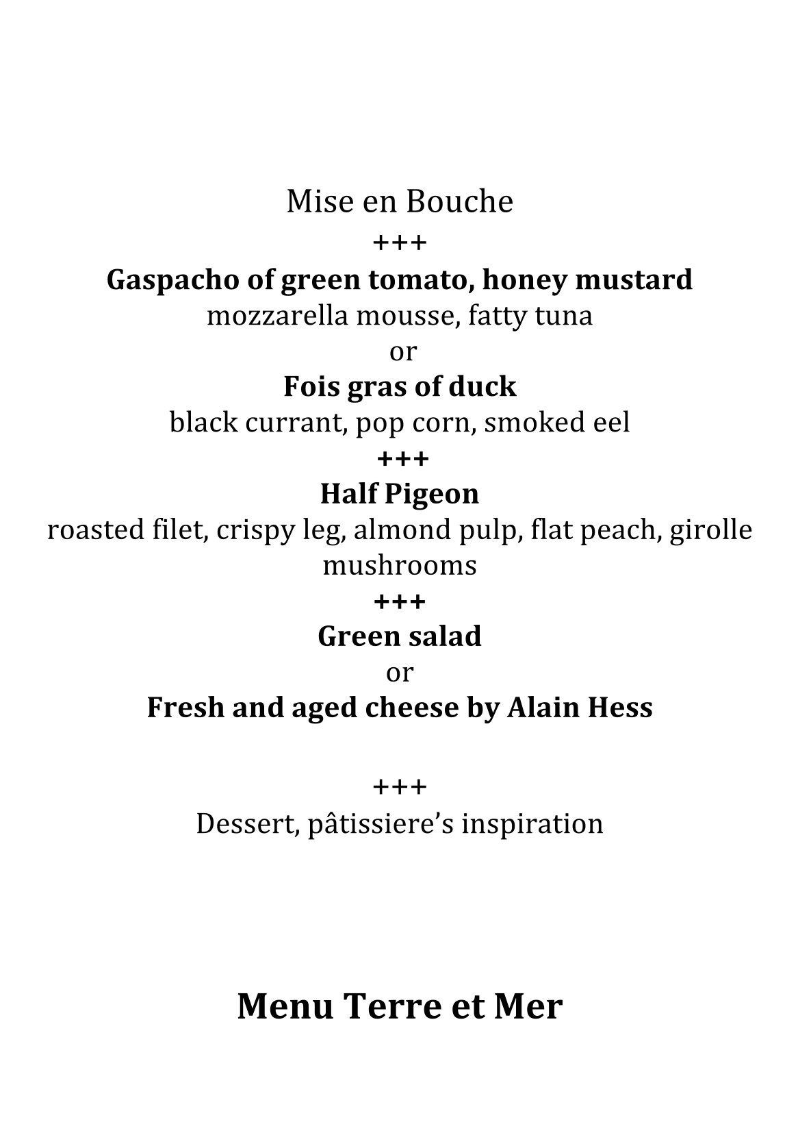 Menu & Carte (English) Restaurant le Benaton