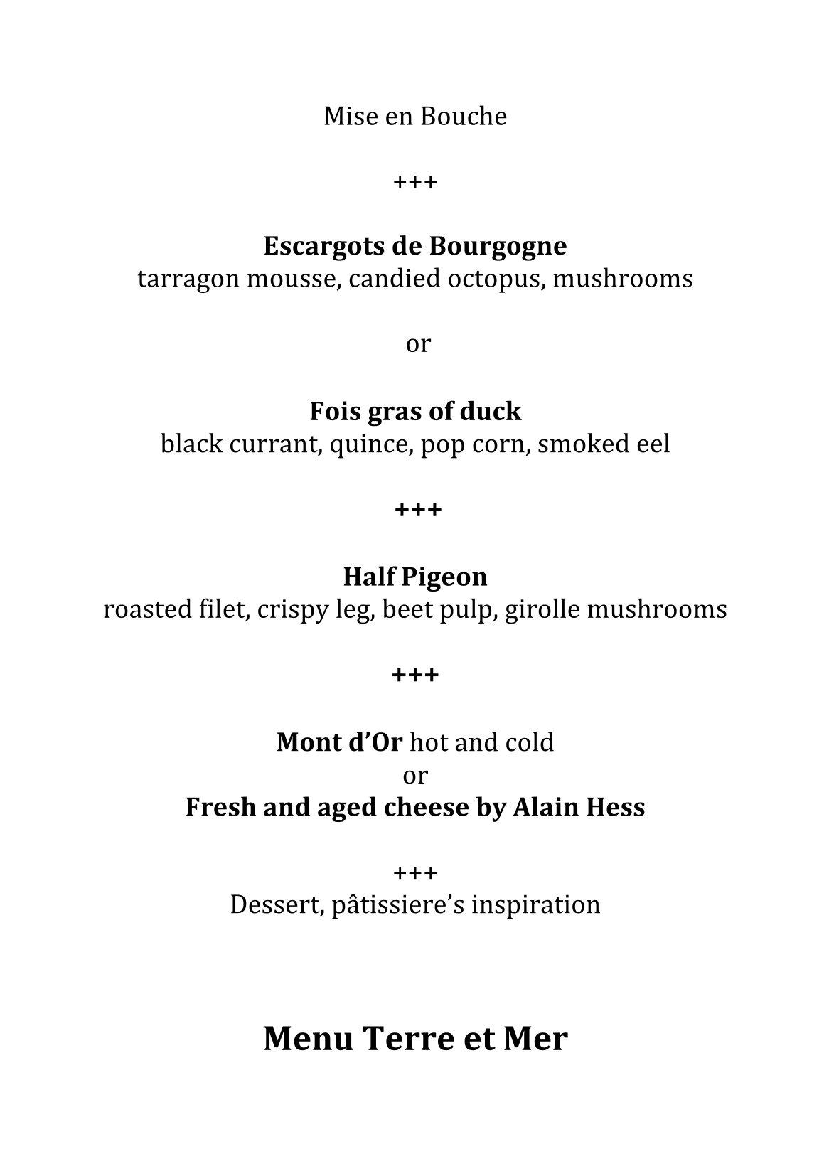 Menu & Carte (English) Restaurant le Benaton